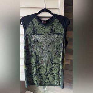Custo Barcelona Black and Green Graphic Top